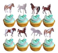 24 pezzi cavalli decorazione torta compleanno cavalli cupcake toppers Wild Animal muffin decorazione cavallo compleanno cupcake decorazione torta baby shower compleanno tema festa torta accessori