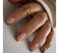 24 Pezzi Chiodi Acrilici Corti Quadrati Vortici Copertine Pieno Sulle Unghie Francese Premere Su Semplicemente False