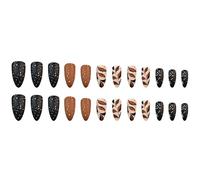 24 Pezzi Chiodi Artificiali Caduta Unghie Finte Foglie Di Caffè Incollare Su Chiodi Pressa Mandorle Su Unghie Per Le Vacanze