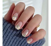 24 Pezzi Chiodi Artificiali Dolci Quadrato Breve Coprire Unghie Finte Bastone Lucido Su Fiori Premendo Su