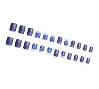24 Pezzi Chiodi Artificiali Quadrati Corti Con Blu Glitter Fiocco Di Neve Stampare Chiodi Per Occasioni Festive