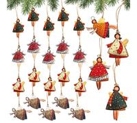 24 Pezzi Ciondoli Angelo, Decorazioni per Alberi di Natale, Angelo Custode in Legno e Metallo, Regalo, Portafortuna per Capodanno e Decorazioni Natalizie