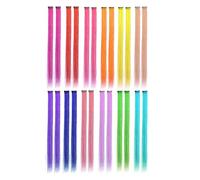 24 pezzi Clip colorato nelle estensioni dei capelli, 12 colori estensioni di capelli dritti clip in per bambini ragazze multicolori mettono in evidenza i capelli per le donne Halloween Party Cospony