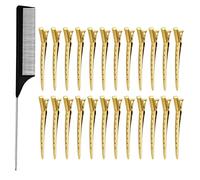 24 Pezzi Clip per Sezionare i Capelli, Con Pettine Styling, Fermagli per Capelli in Metallo, ClipCapelli Donna per Sezionare e Modellare Ricci, per Acconciature da Donna e Salone (Dorato)