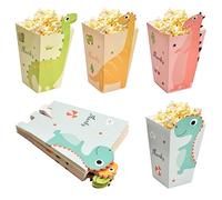 24 Pezzi Contenitori di Popcorn, Cestino di Carta per Popcorn, Porta Pop Corn in Cartone con Dinosauro, Piccolo Sacchetti Carta per Popcorn, Scatole di Popcorn per Compleanno Festa Cinema Matrimoni