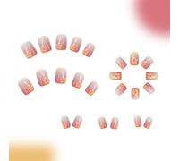 24 Pezzi Copertini Scintillanti Attacco Chiodi Corti Gradienti Falsi Quadrati Fiori Premere Artificiale