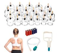 24 Pezzi Coppettazione Massaggio Set, Coppette per Cupping Therapy con Pompa a Vuoto, Coppettazione Su Tutto Il Corpo, Vacuum Terapia per Trattamento Cellulite e Sollievo dai Dolori Muscolari