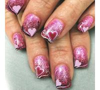 24 Pezzi Corti Quadrati Di San Valentino Stampa Su Unghie Love Heart Britters Unghie finte Per Le Donne Manicure Nai Decors Incollare Su Unghie