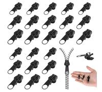 24 Pezzi Cursore Cerniera, Tiretti per Cerniere Universale, Cerniere Lampo Riparazione, 3 Misure Cursori per Cerniere Lampo, Tira Zip Rimovibile, Cursore Cerniera Ricambio, per Giacche, Valigie, Borsa