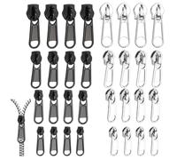 24 Pezzi Cursore per Cerniere Lampo Rimovibile, Chiusura Lampi Universale Riparazione Zip con 4 Misure, Ricambo Cursori Cerniera Metallo per Cerniere Lampo su Abbigliamento, Zaini (2.7-5.4 mm)