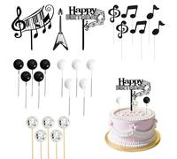 24 Pezzi Decorazione di Torte da Discoteca, Decorazioni Torta Compleanno da Chitarre, Cake Topper Compleanno a Forma di Palla, Decorazioni Battesimo per Ragazza, Ragazzo