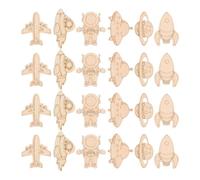 24 Pezzi Decorazioni in Legno Tema Spazio, Beige | Superficie Pronta da Dipingere, per Laboratorio Compleanno e Apprendimento Domestico, Legno Beige