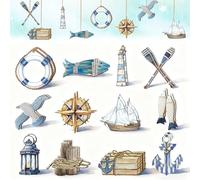 24 pezzi Decorazioni Nautiche da Appendere,Set Decorazioni tema mare,Ancora Decorativa,Robusta e resistente,Ottima Fattura,per Regali D'addio a Tema Spiaggia e Costa,Stile Marino da Parete