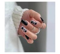 24 Pezzi Di Disegni A Cuore Nero Riutilizzabili Per Unghie Finte Francesi, Copertura Completa, Pressione Breve Sulle Unghie Manicure Fai Da Te(Y9)
