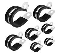 24 pezzi di fascette a P rivestite in gomma in acciaio inossidabile, fascetta for tubi montaggio cavi tipo R, for flessibili, staffa for fissa Montaggio Facile(19 mm)