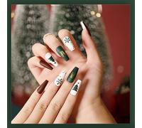 24 pezzi di Natale Press on Nails unghie corte, finte per donne e ragazze (N, taglia unica)