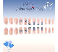 24 Pezzi di San Valentino Unghie Da Incollare Pizzo Francese Unghie Artificiali Bel Cuore Da Spingere Le Unghie Manicure Accessori Per Le Donne