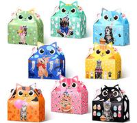 24 Pezzi di Scatole da Regalo a Tema Gatto per Bomboniere Scatoline di Carta per Dolcetti Caramelle per Bambini Festa di Compleanno Baby Shower Festa a Tema Gattino, 8 Stili