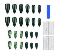 24 Pezzi Di Smalto Verde, 2 Pezzi Di Colla Gelatinosa, 1 Lima Per Unghie, Unghie Semplici E Alla Moda Da Indossare, Decorazione Per Manicure Da Donna