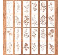 24 Pezzi di Stencil da Disegno, Stencil di Fiori Modelli Artigianali di Fiori e Foglie Stencil di Arte Botanica Stencil di Fiori di Campo per Dipingere Artigianato su Pareti (Stile 1)