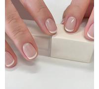 24 pezzi di unghie finte corte e dolci di colore rosa adatte per le donne, con 1 colla gel e 1 lima per unghie, accessori per unghie Blocchi di colore,Colore unicoABS
