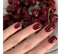 24 pezzi di unghie finte corte - Unghie finte con colla - Unghie adesive in 12 misure - Unghie finte acriliche a copertura totale for nail art da donna e ragazza(Red)