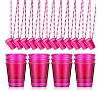 24 pezzi di vetro su perline collana in plastica bicchierino di tiro collana per addio al nubilato, squadra sposo e sposa forniture per compleanno matrimonio festival (rosa rosso)