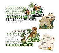 24 Pezzi Dinosauro Biglietti d'invito Set, Dino Biglietti di Invito per Bambini Compleanno, Feste Dinosauro, Inviti Feste per Ragazzi a Tema Dinosauro