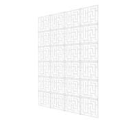 24 pezzi DIY divisorio per stanze, schermo 3,42 kg, schermo divisorio bianco a quadri con parole, 29*29 cm, divisorio a sospensione con occhielli e ganci a vite, pannello schermo da appendere in