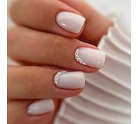 24 pezzi elegante pressa sulle unghie in acrilico, superficie lucida artificiale, accessori comodi per manicure sbagliata, arte acrilica quadrata corta