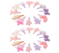 24 Pezzi Fermagli per Chioma a Stella e Fiore, Set Leggero | Accessori per Ragazze, Finitura Glitterata e Paillettata, per Ciocche e Frangia, Scuola ed Eventi