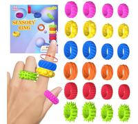 24 Pezzi Fidget Anello Toys, Giocattoli Fidget Anelli Sensoriali, 6 Texture, Antistress, ADHD Giocattoli Agitarsi, per Terapia di Sollievo Dall'Ansia, per Bambini, Antistress, Autismo e ADHD