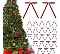 24 pezzi fiocchi di Natale in velluto per albero di Natale, fiocco di ghirlanda vintage fiocco di Natale, fiocchi per ghirlande per porte, fiocchi regalo artigianali rustici fiocchi (Wine Red)