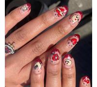 24 Pezzi Fiori Cuore Acrilico Unghie per San Valentino Unghie Artificiali Pizzo Francese Da Applicare sulle Unghie Corte di Mandorle Da Impronte