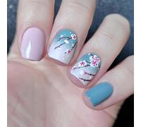 24 Pezzi Fiori Dolci Incollare Alle Unghie Semplici Unghie Artificiali Piazza Corta Falso Lucido Press Per Donna