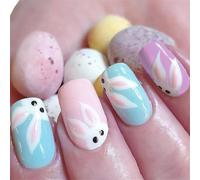 24 Pezzi Francese False Nails Piazza Coniglio Premere L'Arte Manicure Facile Applicazione Per Le Donne E Le Ragazze Chiodo Piazza Breve