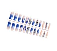 24 pezzi French Stick On Nails Festival False Nails Long Coffin Press Su Strass Glitter Artificiali