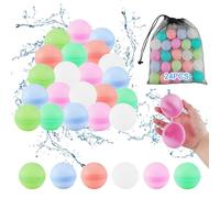 24 Pezzi Gavettoni Riutilizzabili, Palloncini Acqua, Colorato Bombe Dacqua Palloncini, Giocattoli da Piscina per Bambini Adulti Famiglia Giochi Estivi da Giardino