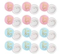 24 Pezzi Gender Reveal Button Pins, Blu e Rosa Spille a Bottoni per Rivelare il Genere Perni de Pulsante di Rivelazione de Genere Rotonde Spillette Bottoni, per Baby Shower Decorazioni Forniture Feste
