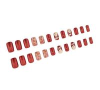 24 Pezzi Glitter Artificiali Chiodi Cuore Stampa Su Nails Festival Stick On Nails San Valentino Giorno Pieno Unghie Finte