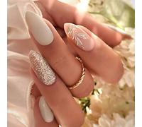 24 pezzi glitter da spingere le unghie unghie finte lucide unghie acriliche da incollare, coperture complete, unghie artificiali, decorazioni per manicure