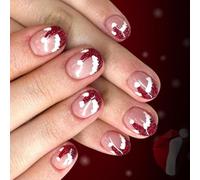 24 pezzi Holiday Press on French Type Christmas Nails Art Needed ABS Componenti per le donne occasioni festive punta francese festa di Natale