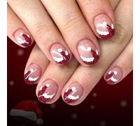 24 pezzi Holiday Press on French Type Christmas Nails Art Needed ABS Componenti per le donne occasioni festive, strumenti necessari per Natale