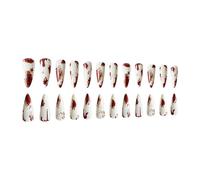 24 pezzi Indossare armatura Halloween lungo appuntito Indossare armatura foglio gocce di sangue bianco bordo francese staccabile falso chiodo adesivo(Halloween-24pcs-B)