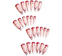24 pezzi Indossare armatura Halloween lungo appuntito Indossare armatura foglio gocce di sangue bianco bordo francese staccabile falso chiodo adesivo(Halloween-24pcs-A)