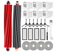 24 Pezzi Kit Accessori Ricambi Adatto per Roborock Qrevo Master/Qrevo Slim | Accessori per Robot Aspirapolvere, 2 Spazzola Principale, 6 Sacchetti di Polvere, 4 Panni, 6 Spazzole Laterali, 4 Filtri