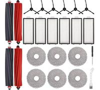 24 Pezzi Kit di Accessori per Roborock Qrevo Master/Qrevo Slim Aspirapolvere. Ricambio Include 2 Doppie Spazzole Principali, 6 Panni Mocio, 6 Filtri, 6 Spazzole Laterali, 1 Spazzola Pulizia