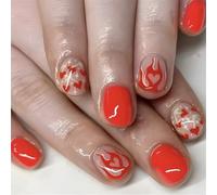 24 pezzi Love Heart Full Covers Stick On Nails Round Artificiale San Valentino Falso Press On Per Festa