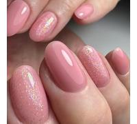 24 Pezzi Lucidi Con Glitter Disegni Breve Forma Ovale Falso Per La Primavera Accessori Moda Manicure Decorazioni
