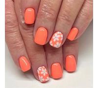 24 pezzi lucidi per unghie quadrate, con dettagli floreali, lucidi, completi, per manicure da donna, copertura completa